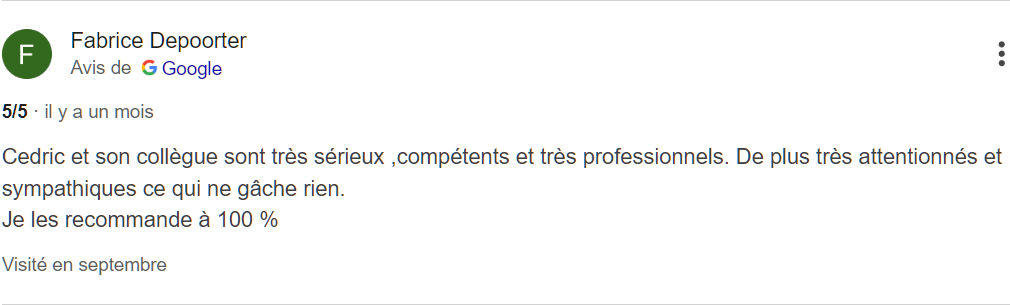 Avis client satisfait - Service multi-services Rochefort